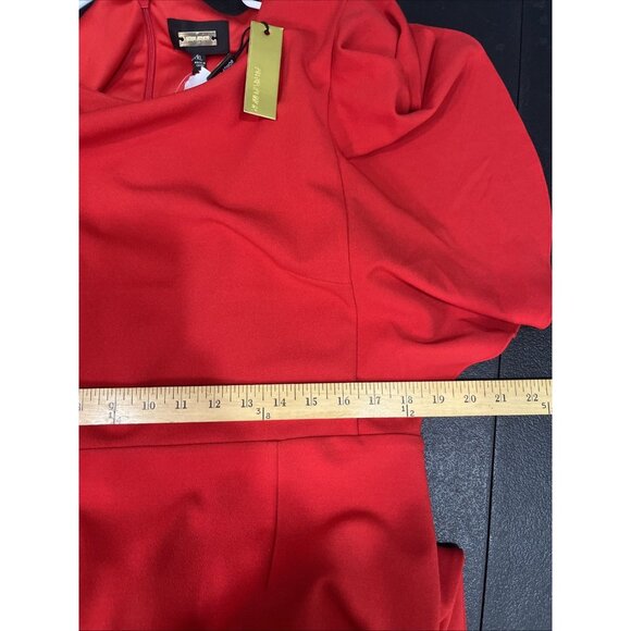 Alexia Admor Red Dress Sz XL Formal Flutter Sleeve Midi Wedding Holiday Elegant - Picture 7 of 8